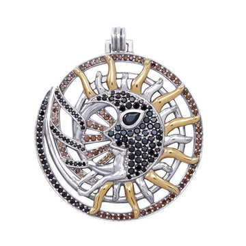 Walk in the Sun path~ Dali-inspired fine Sterling Silver Jewelry Pendant in 14k Gold accent MPD2652 - Jewelry